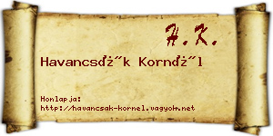 Havancsák Kornél névjegykártya